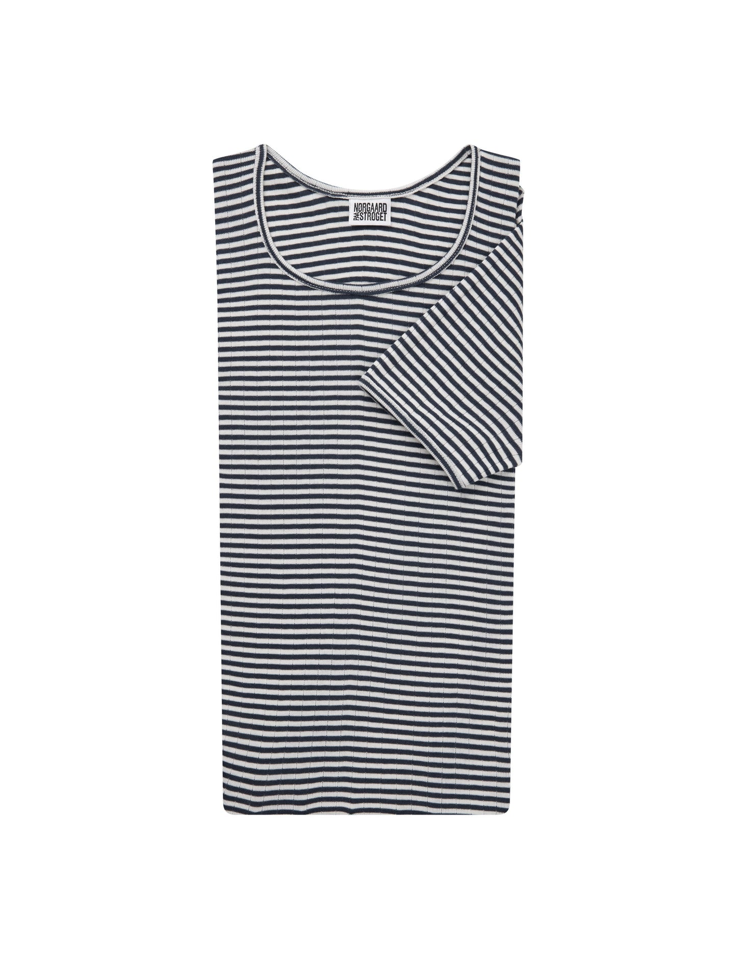 101 Short Sleeve Fine Stripe, Marine/Ecru