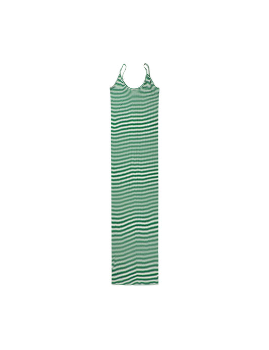 NPS Strap Dress Fine Stripe, Green/Ecru