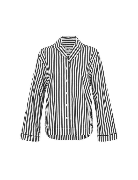 Yarndye Cotton Meiner Shirt,  Black / White Alyssum