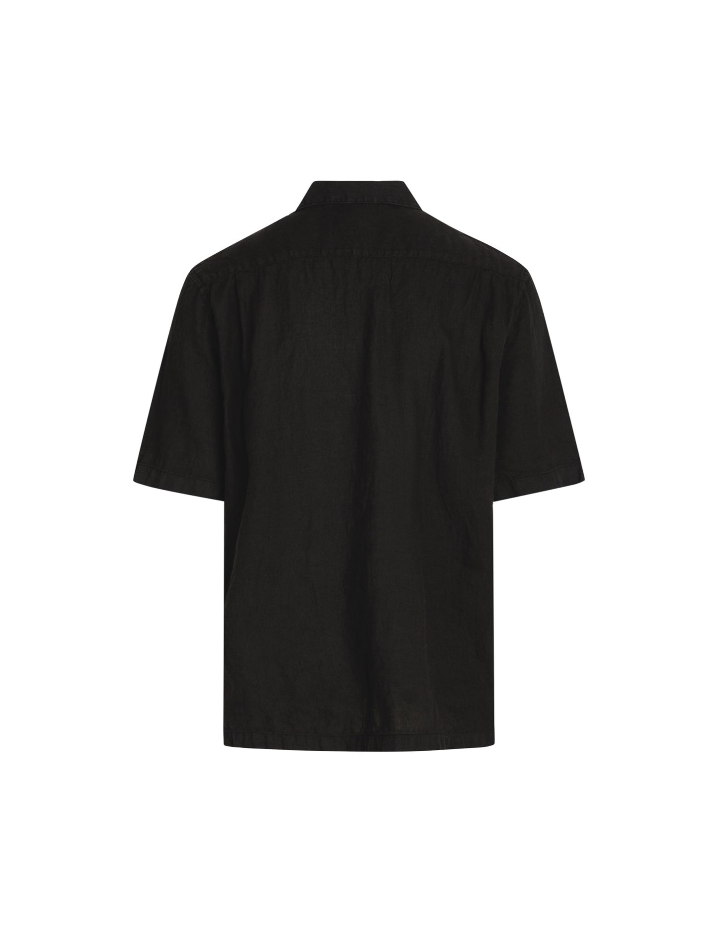 Dyed Linen Victor Shirt SS, Black