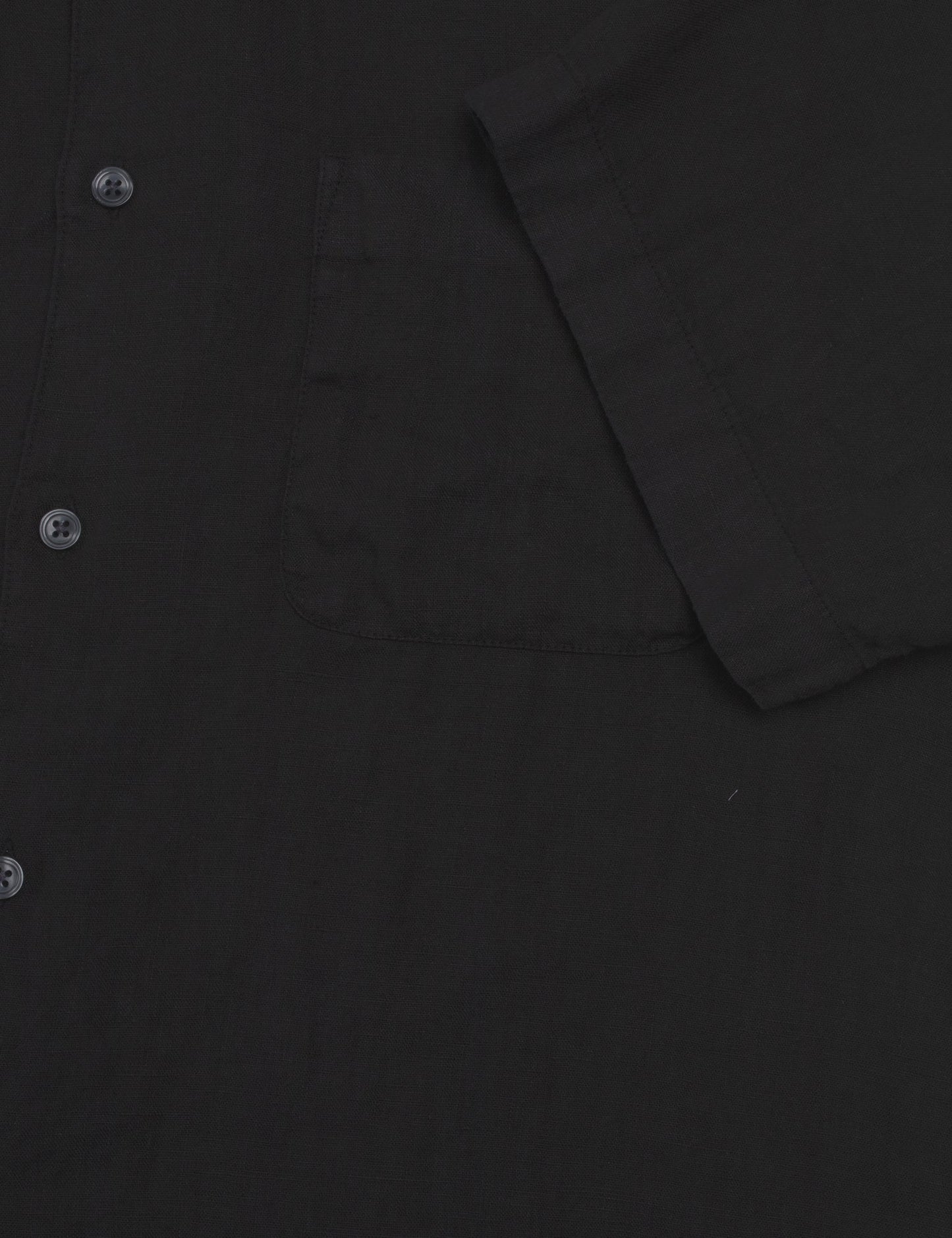 Dyed Linen Victor Shirt SS, Black