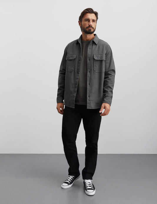 Dyed Canvas Skyler Shirt, Charcoal Gray