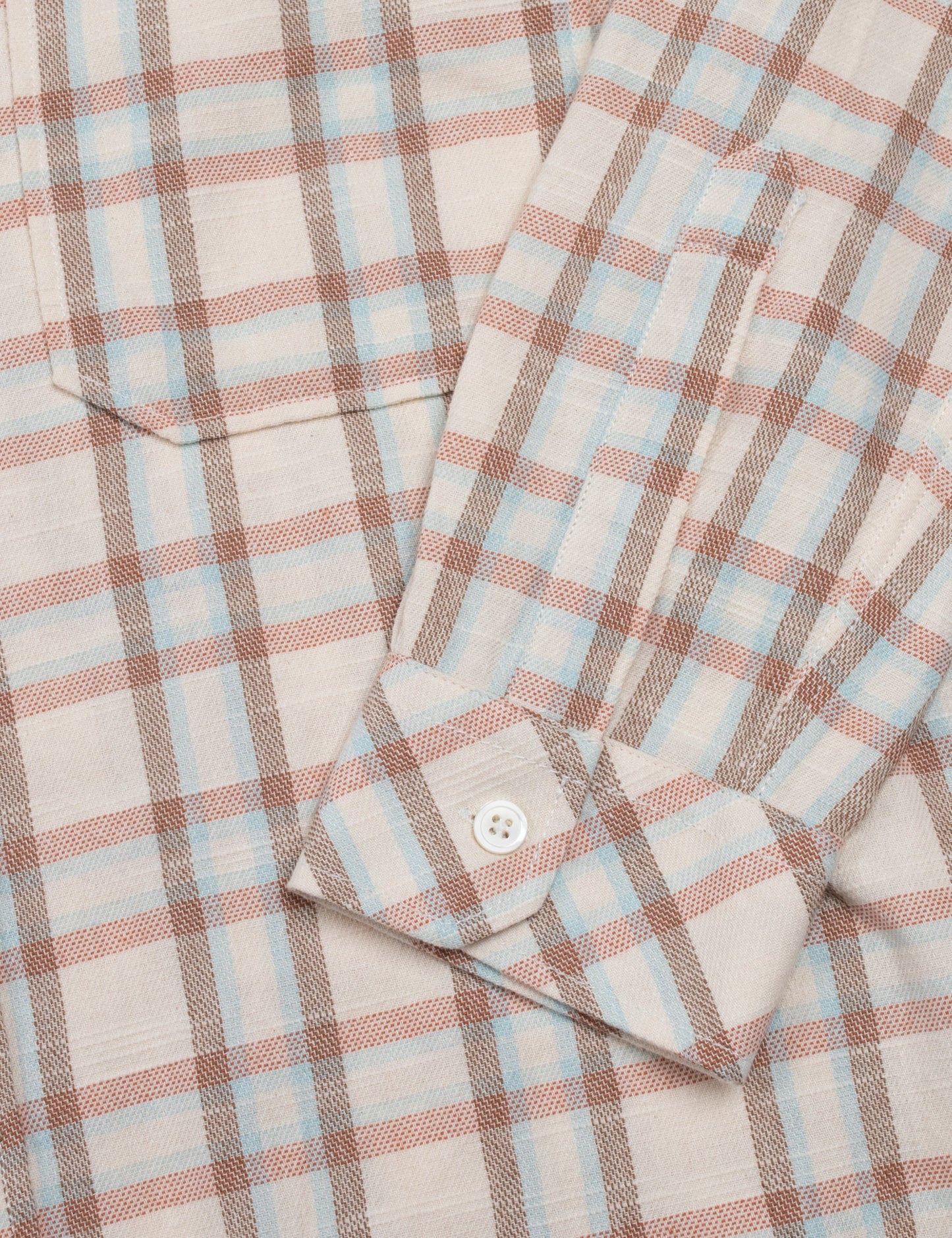 Cotton Slub Check Roar Overshirt, Vanilla Ice/Kelp Check