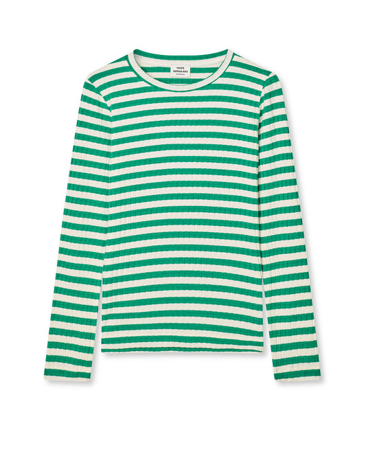 5x5 Classic Stripe Talika Top, Vanilla Ice/Verdant Green