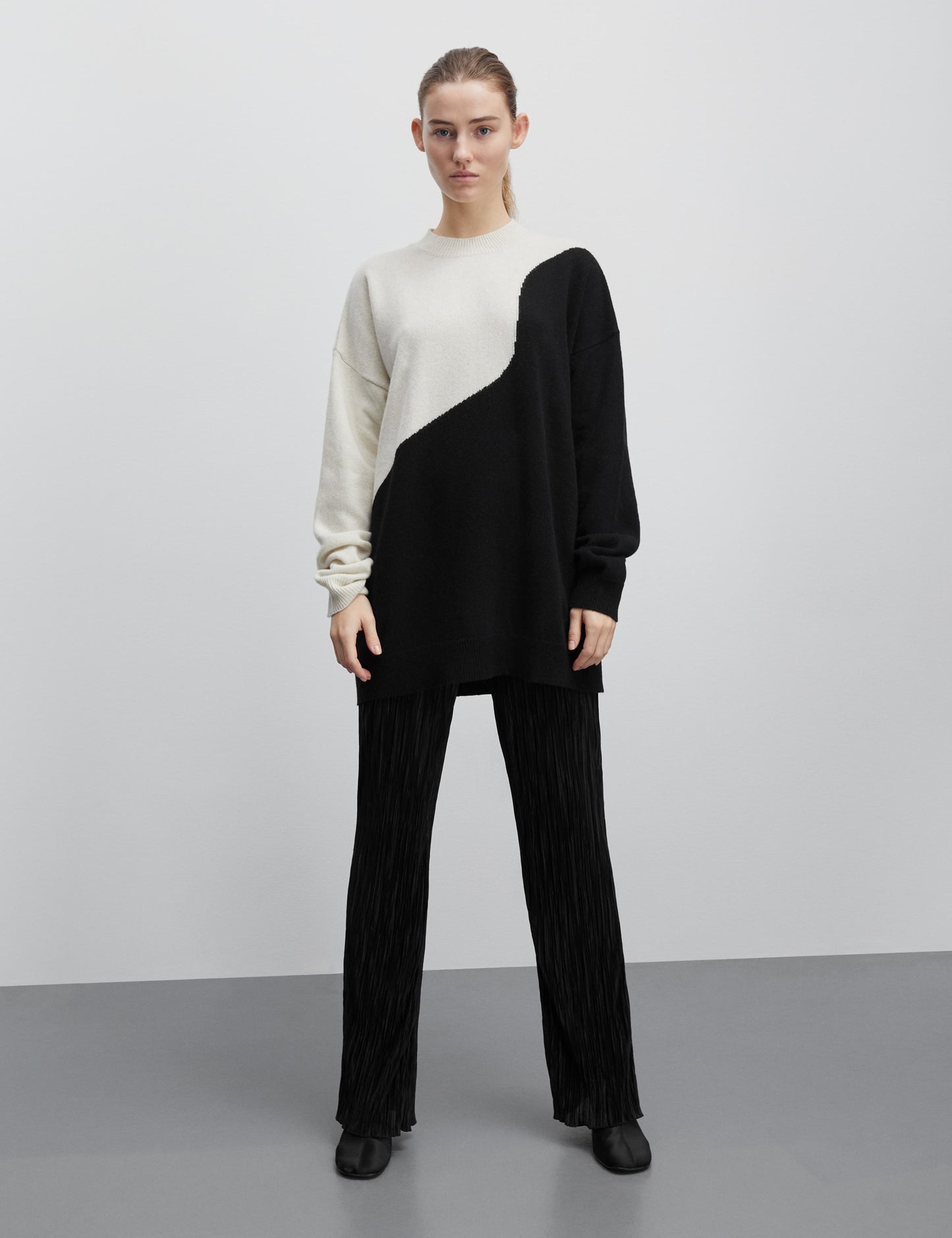 Recy Soft Knit Sandra Sweater, Black/Winter White