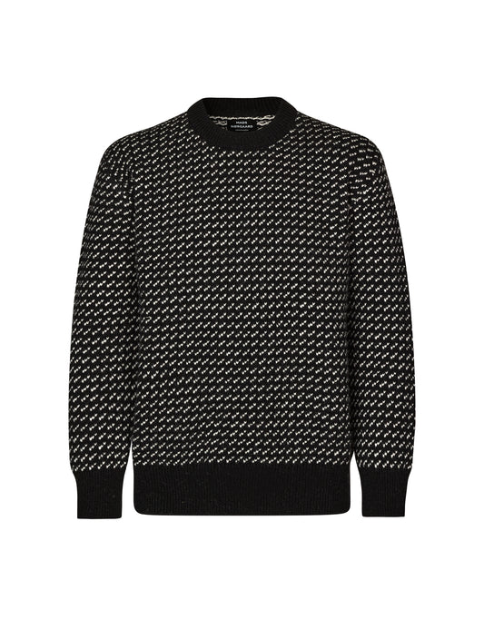 Shetland Gustav Lusekofte Knit, Black/Grey Melange