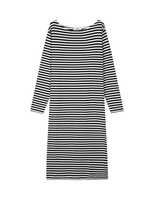 Soft Single Stripe Silas Dress, Black/Snow White