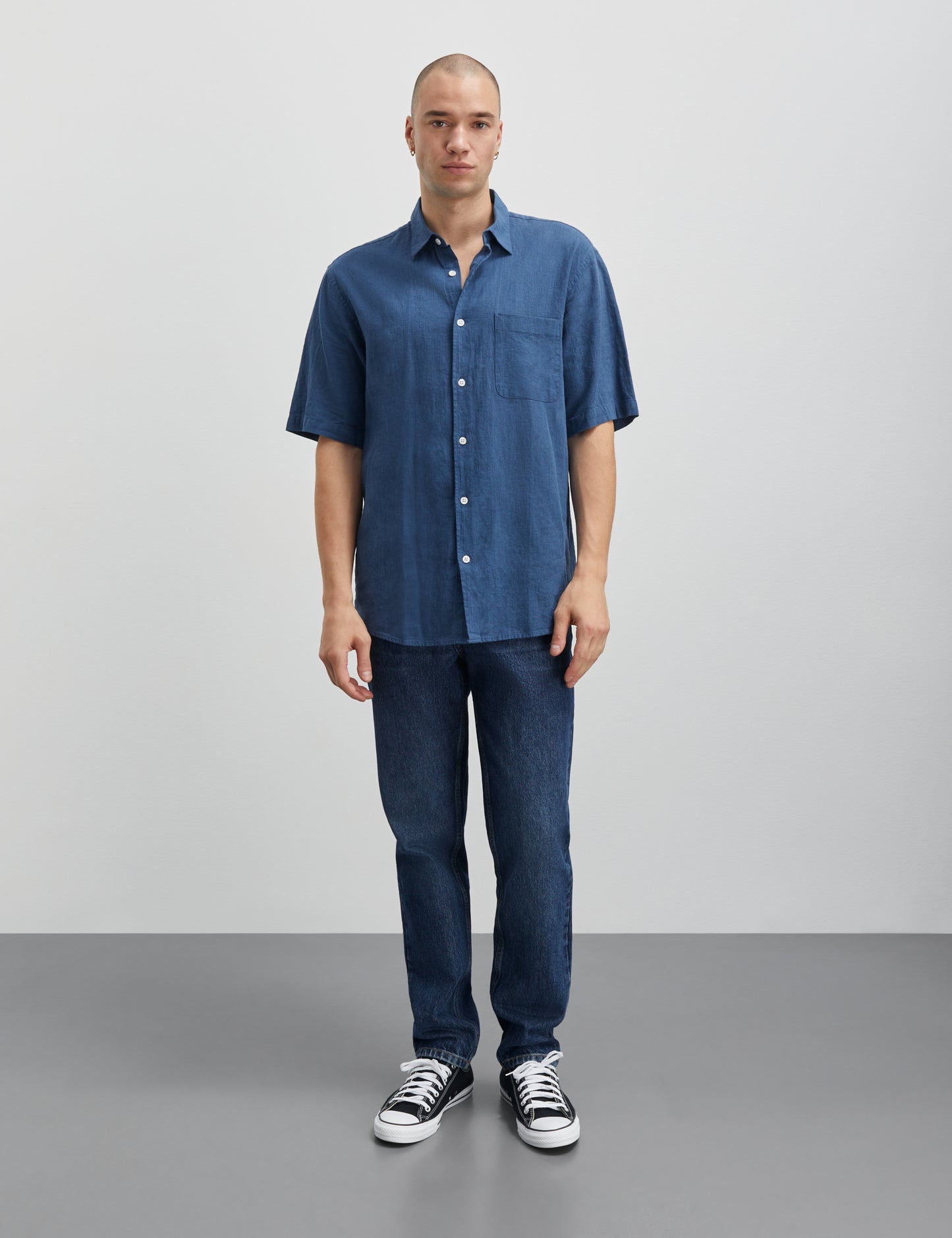 Cotton Linen Victor Shirt SS, Sargasso Sea