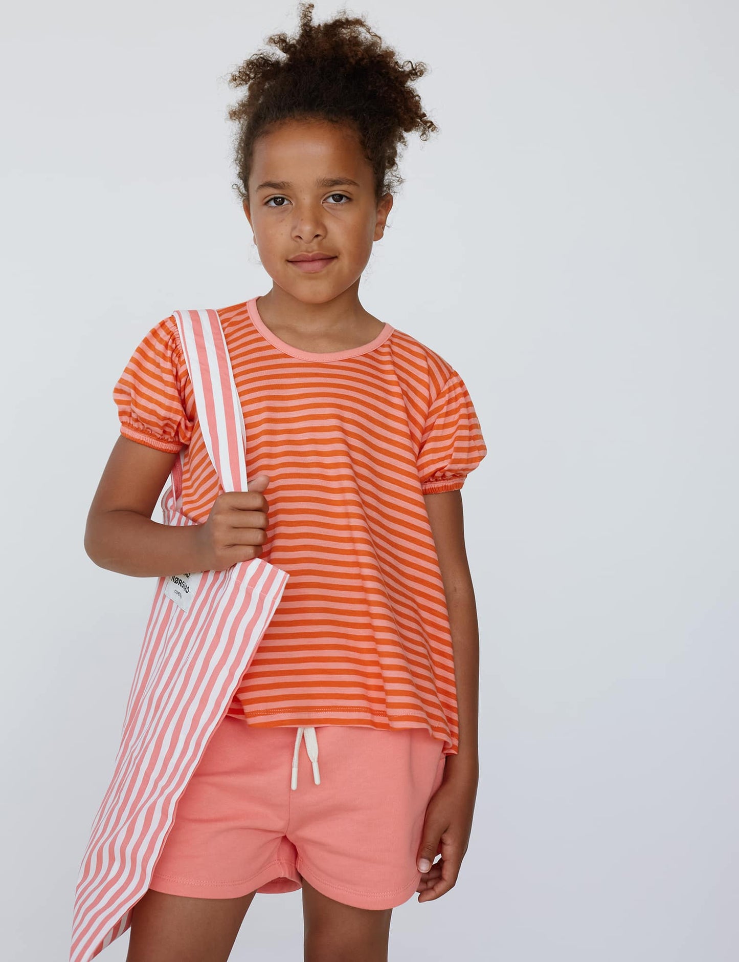 Modal Stripe Wanda Tee, Shell Pink/Puffin's Bill