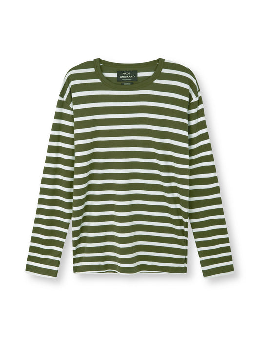 Trio Rib Tobias Tee LS, Olive Night/White