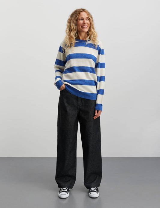 Eco Wool Stripe Kasey Sweater, Amparo Blue/Winter White