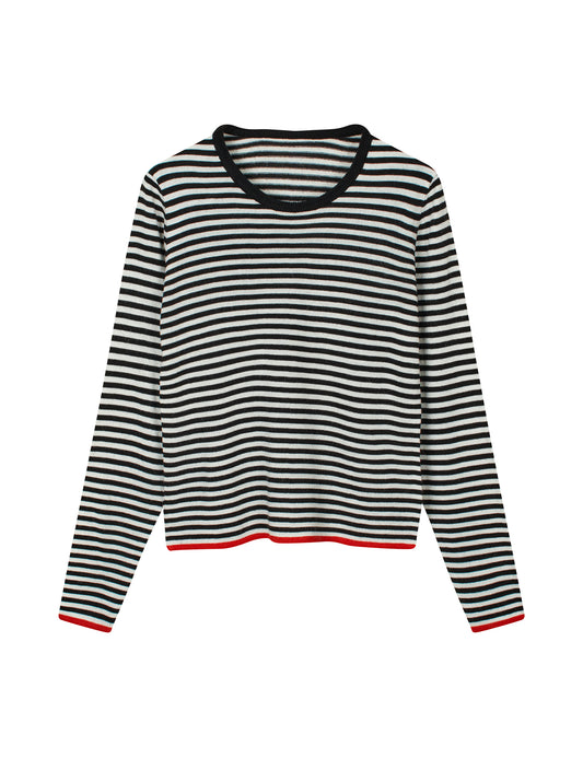 One Stripe Ellis Knit, Black/Ecru