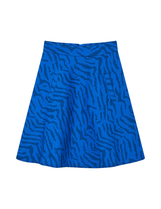 Sketch Denim Stelly Skirt, Denim Zebra AOP/Olympian Blue
