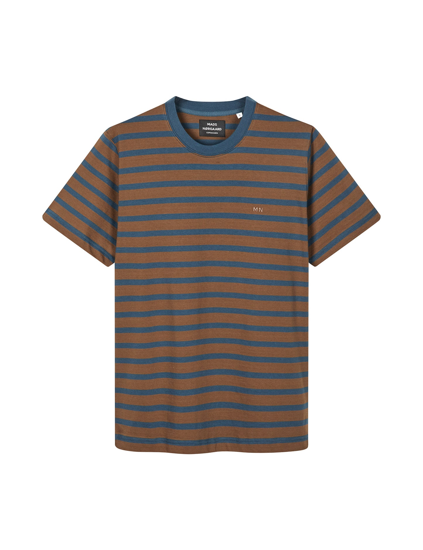 Cotton Jersey Stripe Frode Tee, Midnight Navy/Desert Palm