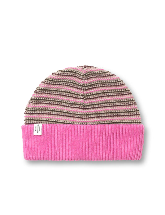 Stripey Abbey Hat, Carmine Rose Mix