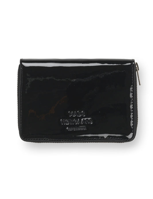 Press Lacquer Gold Wallet, Black