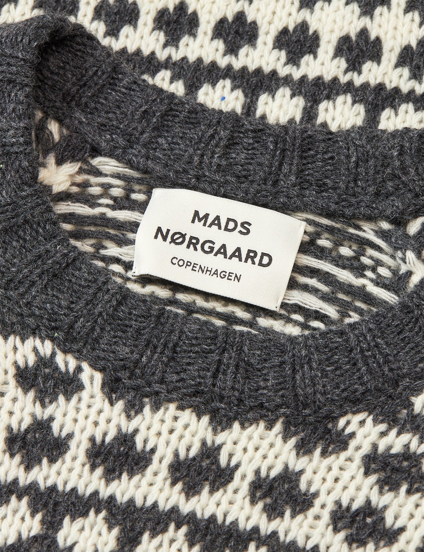 Recycled Iceland Kilian Sweater, Dark Grey Melange/Winter White