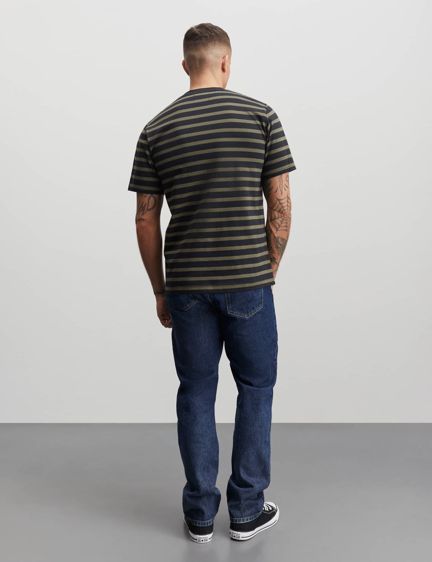 Cotton Jersey Stripe Frode Tee, Kalamata/Jet Black