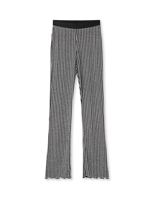 Glitter Jersey Uri Pants, Silver/Black