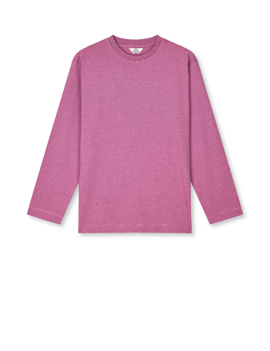 Crisp Jersey Jerry Tee LS, Carmine Rose/Black