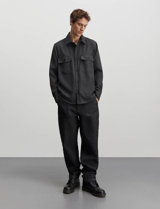 Firm Twill Skyler Shirt, Black Oyster