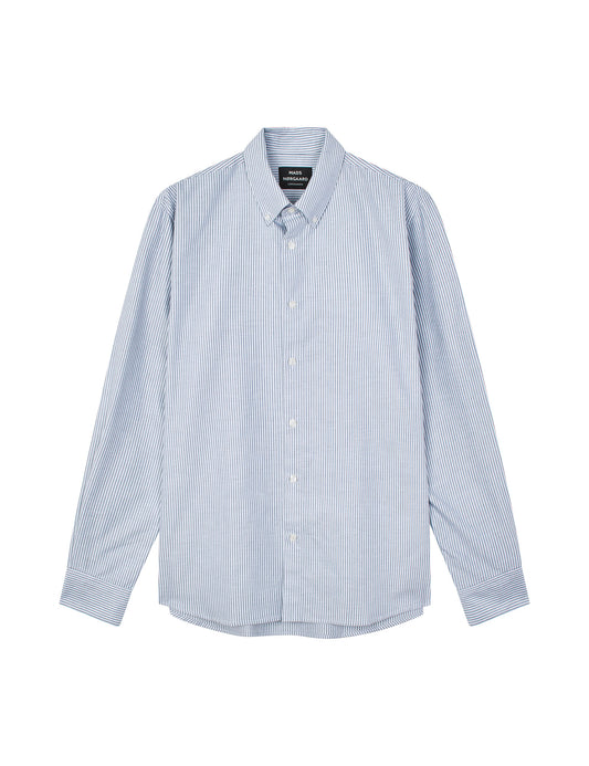 Cotton Oxford Sune Stripe Shirt BD, White/Midnight Navy