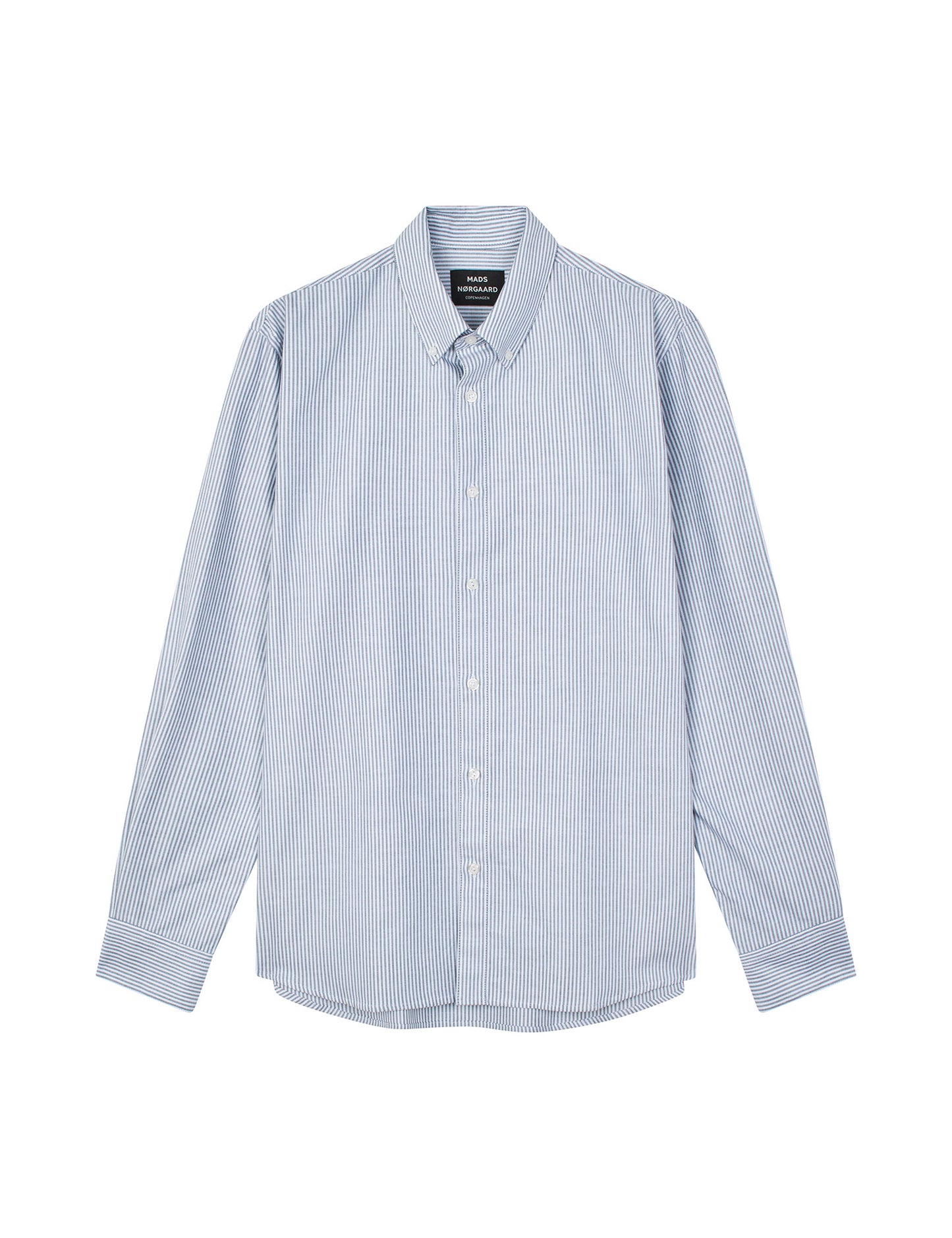 Cotton Oxford Sune Stripe Shirt BD, White/Midnight Navy