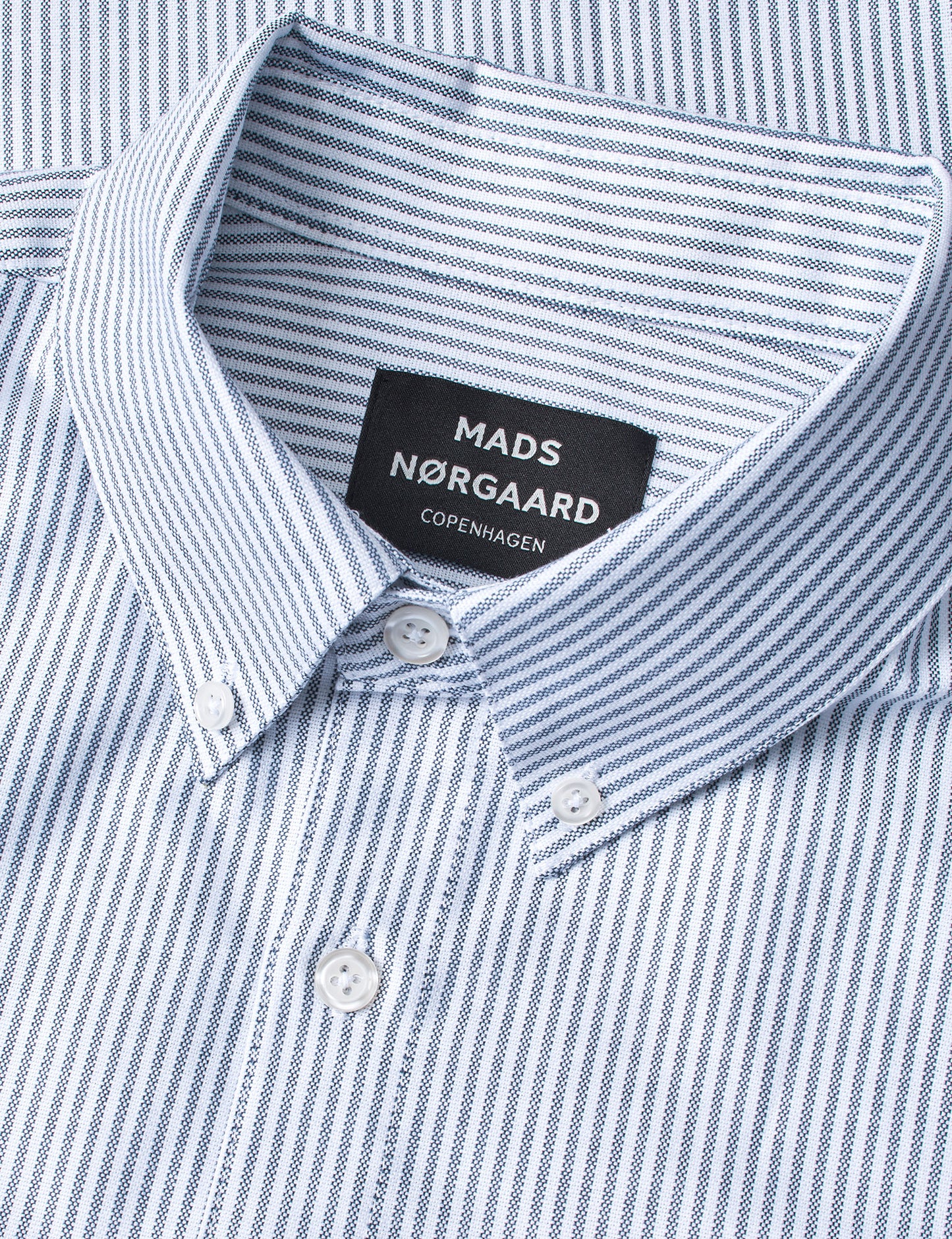 Cotton Oxford Sune Stripe Shirt BD, White/Midnight Navy