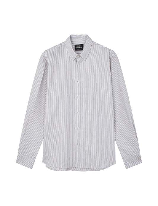 Cotton Oxford Sune Stripe Shirt BD, White/Lead Gray