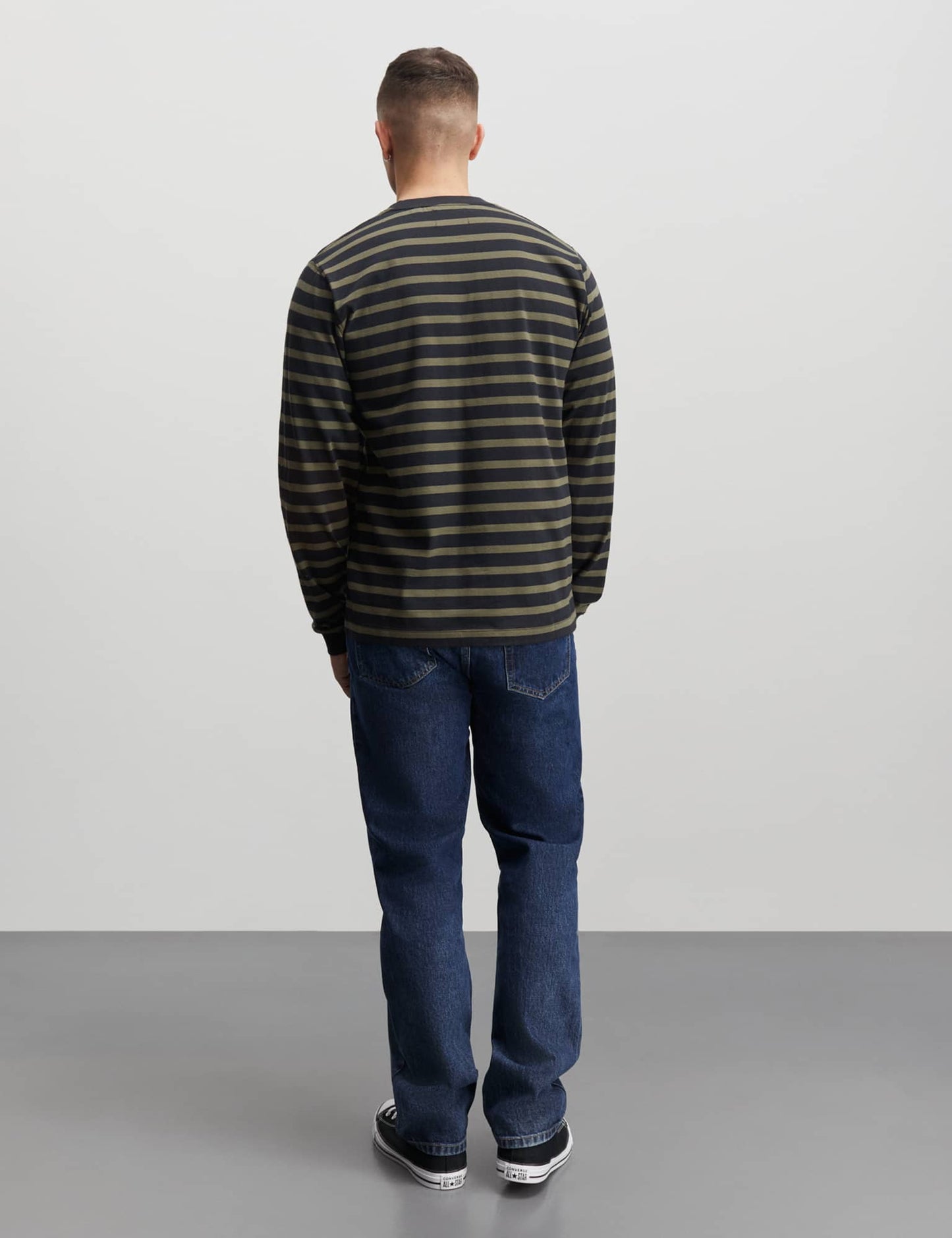 Cotton Jersey Stripe Frode Tee LS, Kalamata/Jet Black