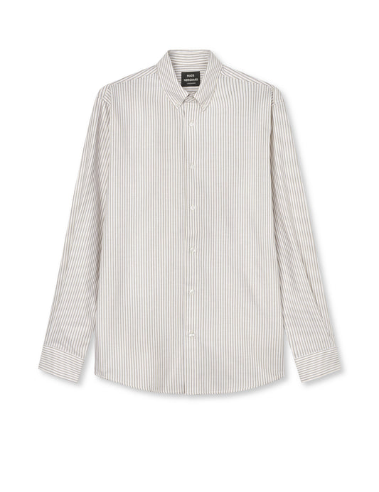 Cotton Oxford Sune Stripe Shirt BD, White/Corn Husk/Kalamata