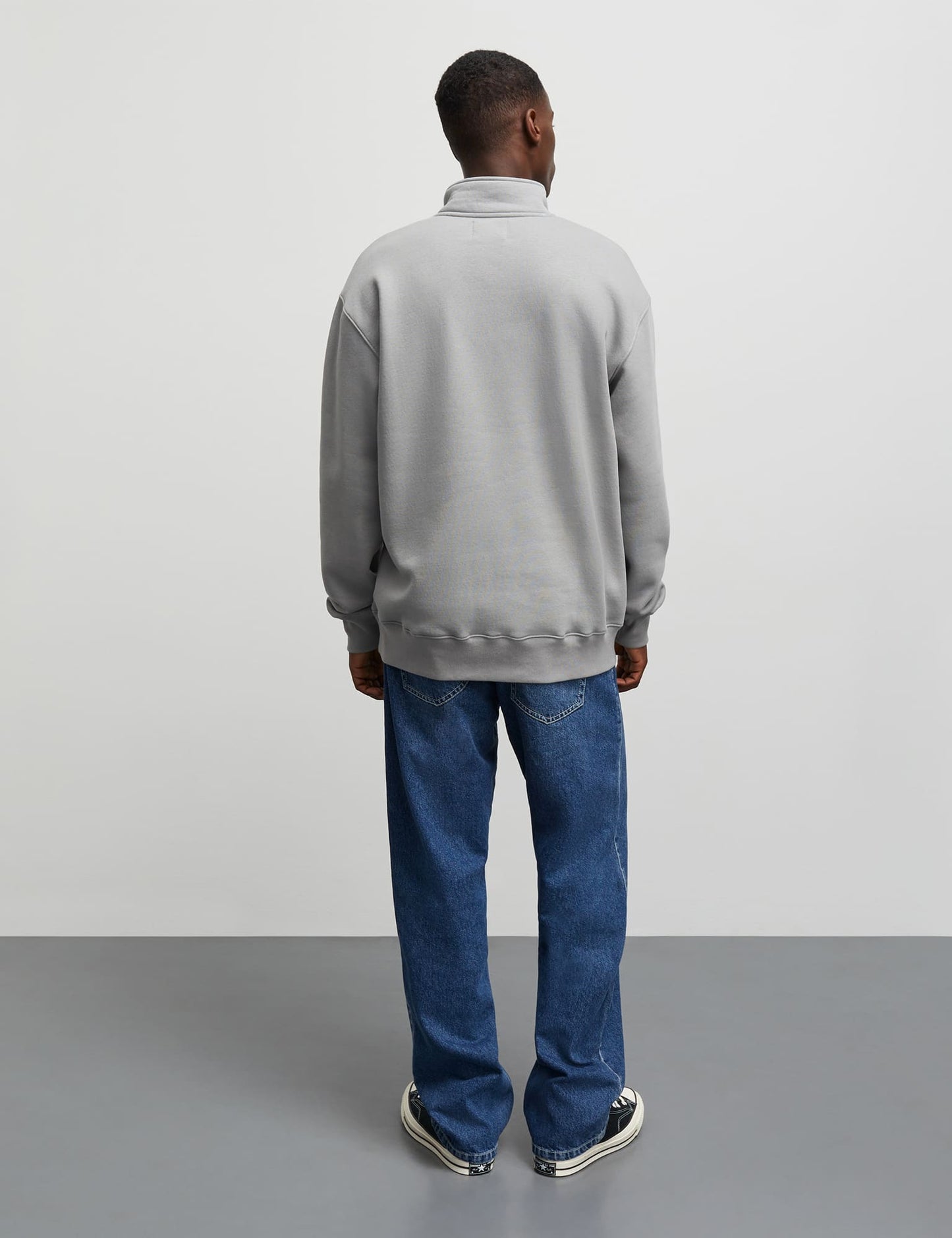 Standard Half Zip Logo Sweat, Moon Mist