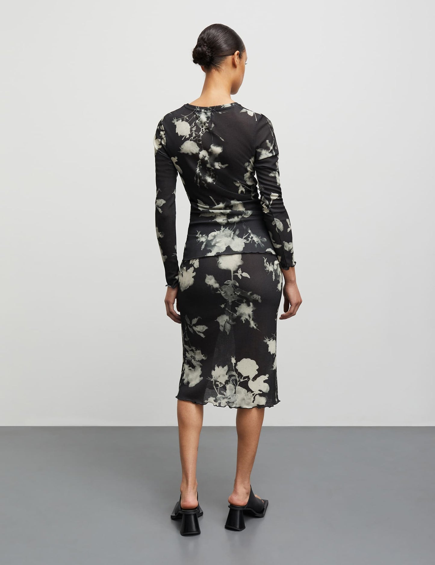 Sherib Emana Skirt, Ink Flower AOP/Balck