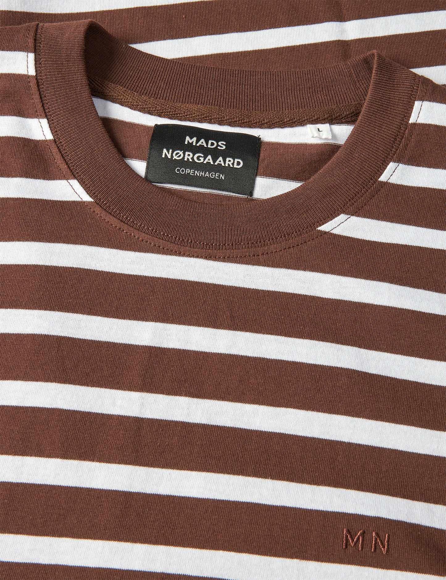 Cotton Jersey Stripe Frode Tee, White/Chicory Coffee