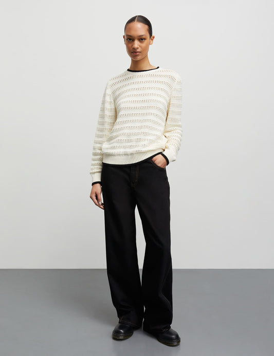 Tight Cotton Ingrid Knit, Black/Vanilla Ice