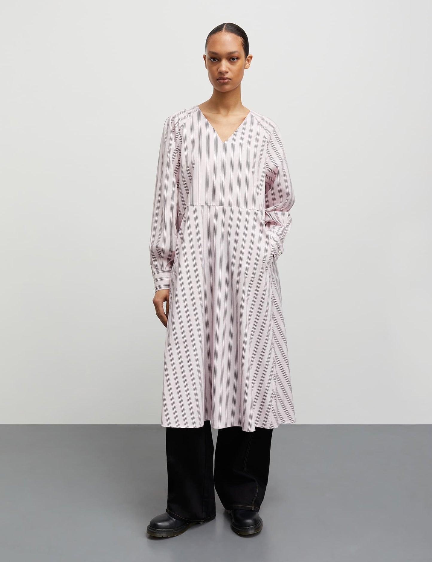 Poplinda Esme Dress, Pinstripe/Parfait Pink